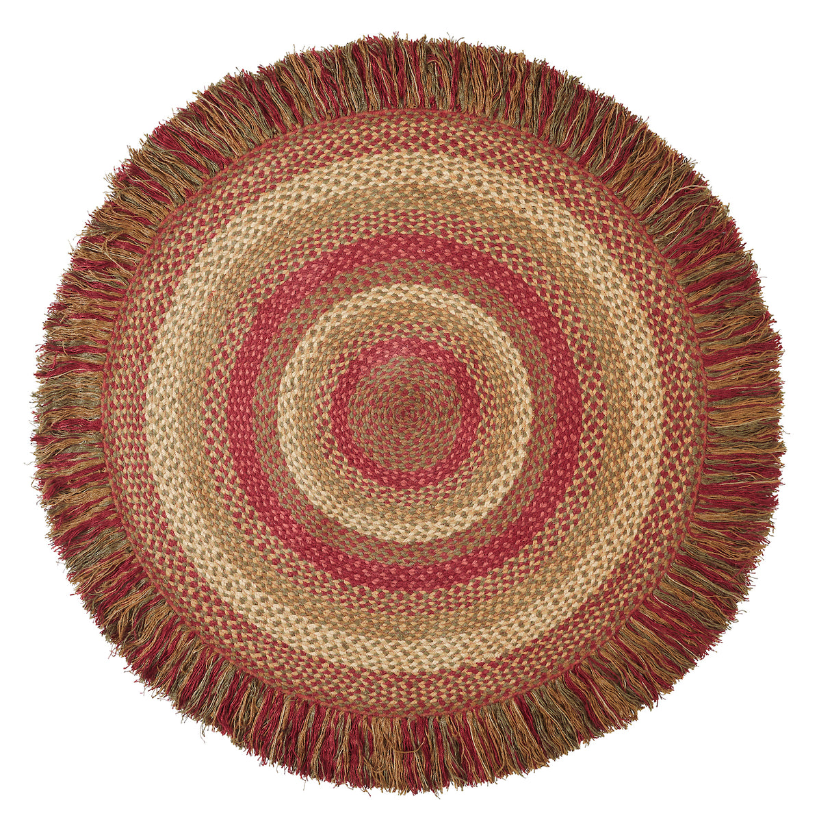 Cinnamon BR175 24" to 42" Round Fringed Braided Rug IHF Home Decor