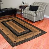 Star Black Braided Rugs ,BR-197 20"x30" to 5'x8' Oval