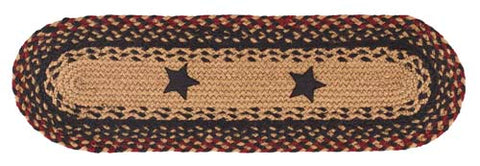 Blackberry Star 8"x28" Braided Stair Treads Oval- Set of 2, BR-263BSTO